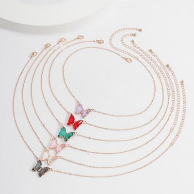 China BOHEMIA C03367 Natural Jade Crystal 18k Gold Plated Healing Raw Crystal Butterfly Necklace Healing Stones Necklace Pendant Scarf for sale