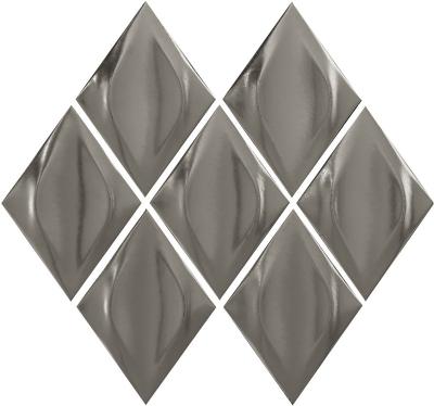 China CLASSIC Back Diamond Mosaic Wall Panel Kitchen Panel Ceramic Tile Living Room Crystal Glass Mosaic Art Concave Curved Tile for sale