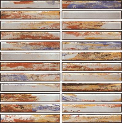 China Modern long strip mosaic wall panel, kitchen back panel, ceramic tile, living room, natural stone, marble, mosaic, art mosaic for sale