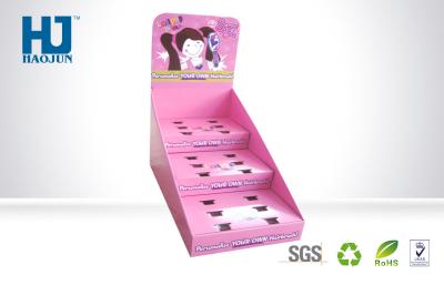 China Pink Pop Paper Cardboard Counter Display With Holes For Comb Hair Brush Comb zu verkaufen