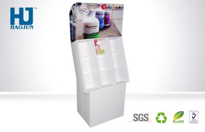 China Floor Standing Shampoo Cardboard Cosmetic Display Stand Pantone Color for sale