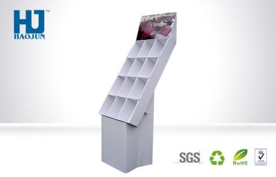 China Flat packed Corrugated Cardboard Cosmetic Display Stand Varnishing Surface for sale