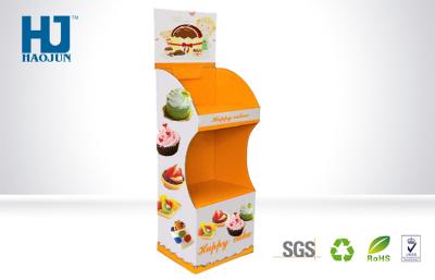 China Yellow And White Beverage Display Stand Custom Logo Flat packed For Cakes for sale