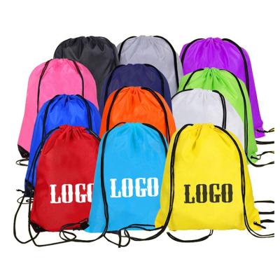 China Cheap Eco-friendly 210D Polyester Pull String Nylon Drawstring Bags Printing Logo Drawing String Bag Backpack Custom Made for sale