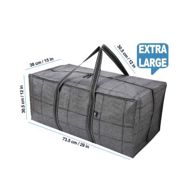 China Eco-Friendly Reusable Grid 86 Liters 50lbs Volume HEAVY DUTY Waterproof 220 Gsm Coated Polypropylene Storage Bag PP Woven With Handle for sale