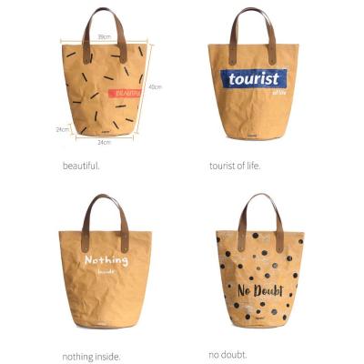 China Reusable Custom Eco - Friendly Washable Paper Kraft Paper Shopping Bag With Printed Logo for sale