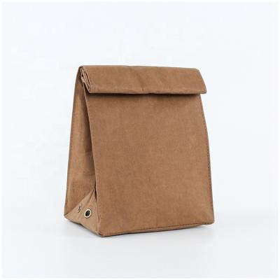 China Recyclable Factory Supply Recycled Brown Washable Kraft Paper Grocery Bag for sale