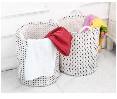 China Reusable Custom Folding Collapsible Canvas Fabric Color Printing Laundry Basket Storage Bags for sale