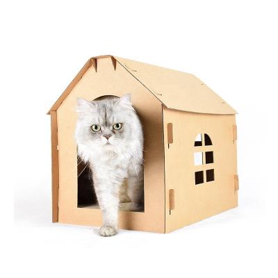 China Viable Foldable Corrugated Cardboard Cat House DIY Cat Bed for sale