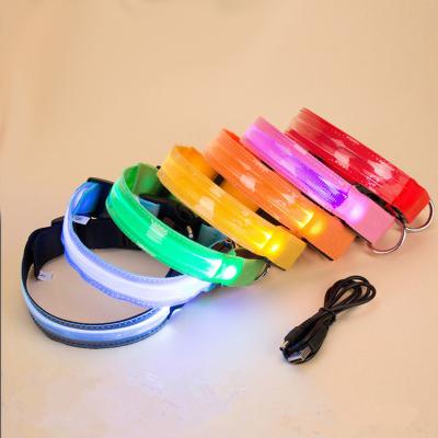 China Sustainable Adjustable Led Light Dog Collar USB Rechargeable LED Electronic Dog Collar for sale