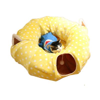 China High Quality Ball Viable Cat Toys Retractable Foldable Tunnel Interactive Cat Sleeping Bed Plush Toy for sale