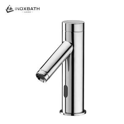 China Latest Design Modern Deck Mounted Touchless Hand Wash Sensor Water Faucet Chrome Stainless Steel Bathroom Basin Faucet for sale