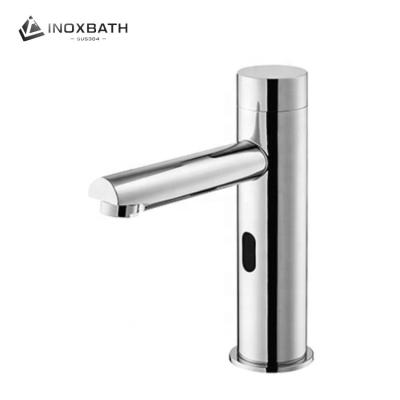 China Modern Hot Selling Deck Mount Brushed Chrome Stainless Steel Sensor Water Faucet Sink Mixer Automatic Bathroom Basion Faucets for sale