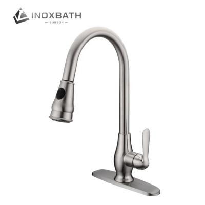 China Hot Sale Modern Brushed Modern Flexible Single Hole Hot And Cold Water Mixer Water Sink Nickel Pull Down Kitchen Faucet Faucets for sale