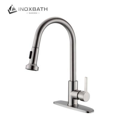 China High Quality Modern CUPC Brand Pull Down Sprayer Hot Cold Water Mixer Deck Mounted 304 Stainless Steel Faucet Sink Mixer Taps for sale