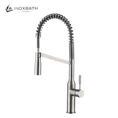 China Modern Single Handle Deck Mount SUS304 Kitchen Sink Mixer Tap Hot And Cold Water Faucet With 360 Swivel Flexible Spray for sale