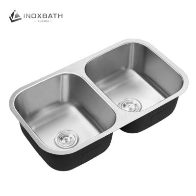 China Without Faucet Rectangle Deep Bathroom Kitchen Sink Organizer Handmade Sink Double Bowl Passionate Kitchen Sink for sale