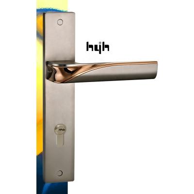 China Home/apartment/hotel hardware/villa Guangdong-hyh external handle and so on flat door entry with thin gold layer of lock design handle door high quality locks for sale