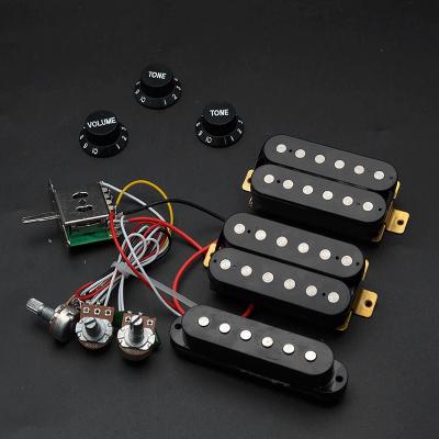 China GUITAR ST Guitar Wiring HSH Prewired /5-way Switch/2T1V Black for sale