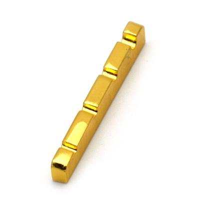 China String Slotted Brass Bass Nut 4 Brass 42mm Gold Plated Electric Bass Nut 42x3x5.5-4.5mm for sale