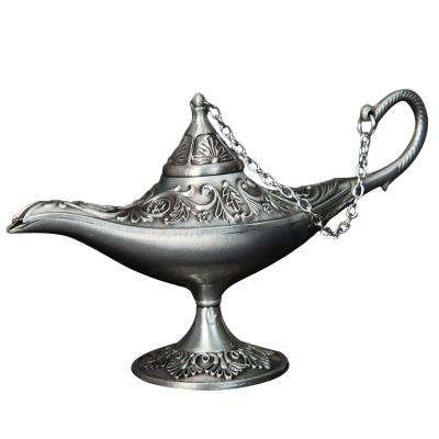 China New Arrival Russia India Retro 3D Carving Flower Models Alloy Wishing Aladdin Lamp Burner for sale