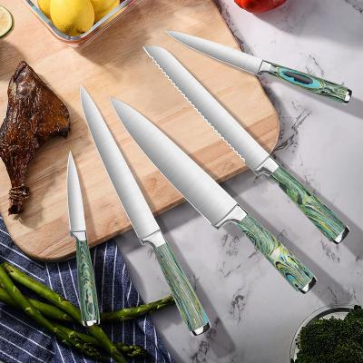 China Viable Stylish High Quality Marbel Handle Knife Set Chef Knife Set for sale