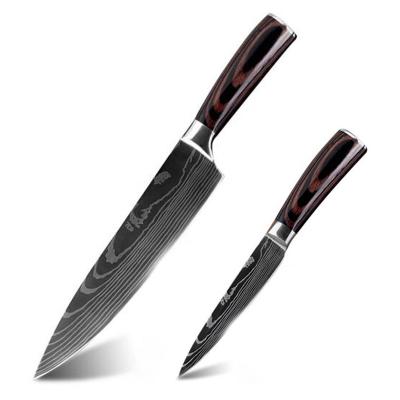 China chef's knife & Luxury Pakka Serving Knife 2 Pieces Wooden Handle Kitchen Chef Knife Set Knife and Serving Knife for sale