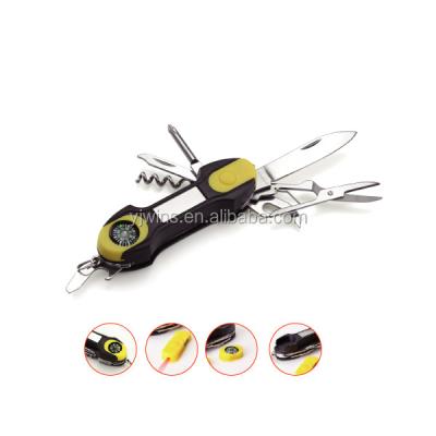 China Multi Functional Knife A21-F5011BL Detachable Outdoor Tools Universal Pocket Knife with Compass and LED Light for sale