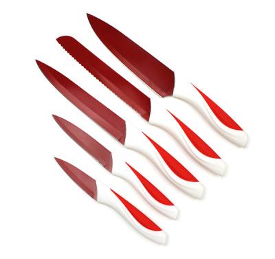 China LFGB Sustainable Certificate Super Cutting Kitchen Knife Set With Non Stick Color Coating for sale