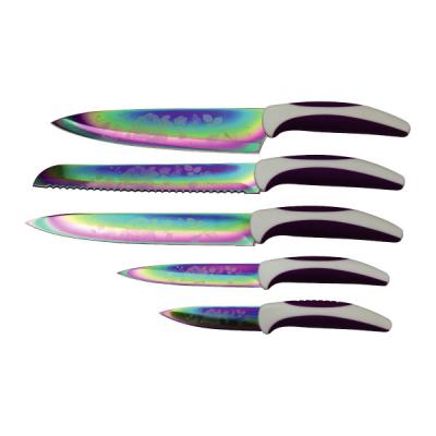 China Sustainable Promotion High Quality Colored Titanium Plated Non Stick Coating 5pcs Knife Set for sale