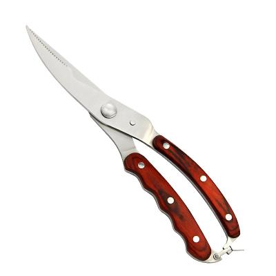 China High Quality Heavy Duty S/S 3Cr13 Stainless Steel Multi Functional Poultry Shears With Pakka Wood Handle for sale