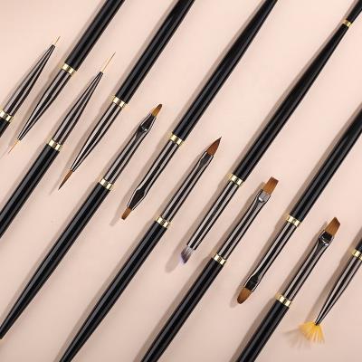 China Wholesale NAIL Factory Black Mermaid Shape Nylon Nail Gold Nail Brush Customized Logo for sale