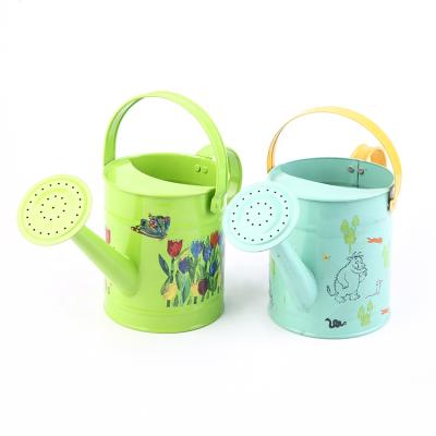 China Garden Watering Plants Factory Price 1.6L Flower Pot Custom Outdoor Metal Water Garden Watering Can With Cartoon Logo for sale