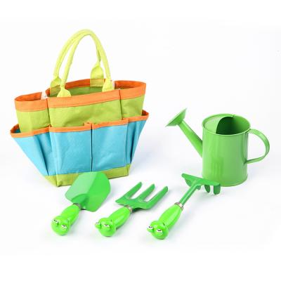 China GA10131 Cute Custom Frog Garden Shovel Fork Rake Watering Box Tools Kindergarten Tool Kit With Bag for sale