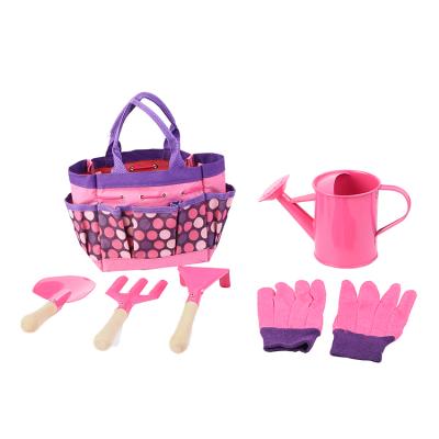 China GA10130 Cute Pink Color Kindergarten Shovel Fork Rake Tools Bag Set Garden Tool Kit Pink With Bag for sale