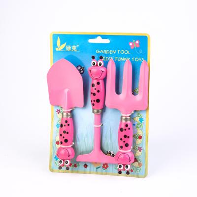 China Factory wholesale 3piece garden toys or sand toys GA10096 kids plastic handle garden shovel rake fork tool kit for sale