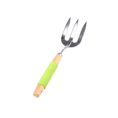 China Garden Tools Plant Adult Sponge Handle Garden Fork Rake Shovel Wooden Tool With Electric Plating Head for sale