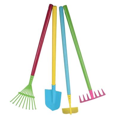 China Professional Garden Tools Long Handle Garden Tool Kit Shovel Hoe Leaf Rake Colorful Wooden Leaf Rake for sale