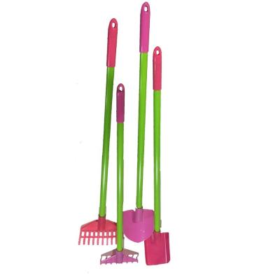 China Long Handle Garden Double Wrap Garden Spade Shovel Colorful Plastic Head Shovel Rake Hoe Tools For Kids for sale