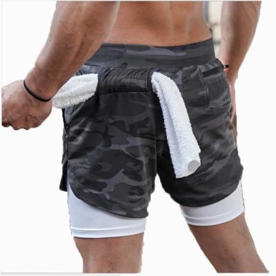 China QUICK DRY High Performance Camouflage Mens Sportswear Gym Wear Two Hot In Pants One Liner Shorts Elastine Camouflage Gym Camouflage Shorts for sale