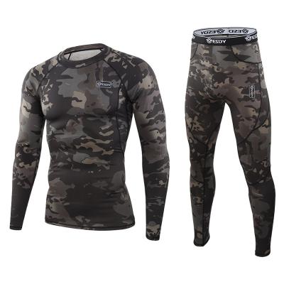 China Breathable Sport Wear Camouflage Camouflage Men's Running Tracksuit Tight Camouflage Long Sleeve Training Suits for sale