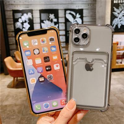 China Newest Waterproof Colorful Transparent Soft TPU Card Slot Phone Shockproof Case For iPhone 13 13 pro 12 11 6 7 8 Max X XS XR for sale