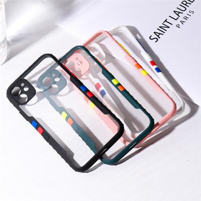 China Contrast Color Anti-Slip Shockproof Clear Acrylic Shockproof TPU Phone Case For iPhone 13 13 Pro 12 11 6 7 8 X XS XR for sale