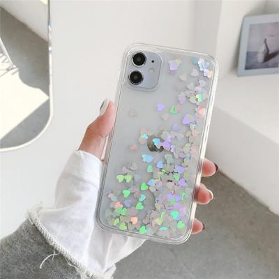 China Girl Shockproof Style Heart Liquid Quicksand TPU Magnet Transparent Phone Case For Samsung S21 ultra A22 A52 A72 A32 A03s for sale