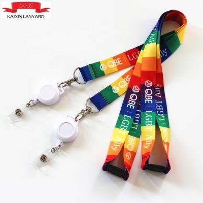 China Show heat sublimation colorful luminous lanyard with elastic YO-YO badge for sale