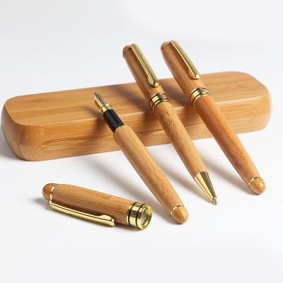 China office & School Pen Creative Natural Bamboo Laser Engraving Wooden Signature Pen Ballpoint Pen Fancy Pen Shake For Gift Box Customizable for sale