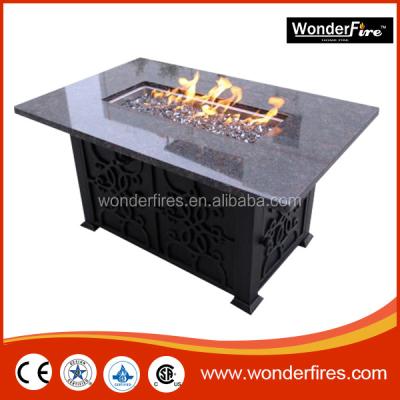 China Round Mesa Heating BBQ Table Fire Pit System Stored Outdoor Rectangle Gas Fire Bowl /Slate Mosaic for sale