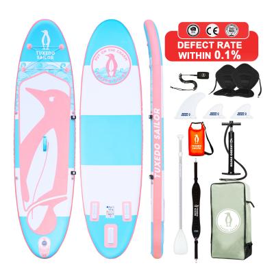 China Unisex Pink Paddle Boards PVC Material Yoga Board Surf Water Agency Stand Up Inflatable Surfboard With Paddle for sale