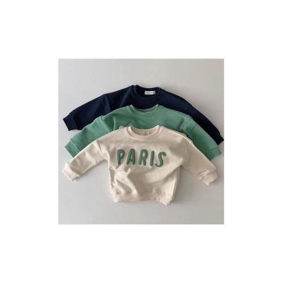 China 2022 Spring New Boys and Girls Breathable Solid Color Round Neck Tops Baby Children's Long Sleeve Clothing for sale