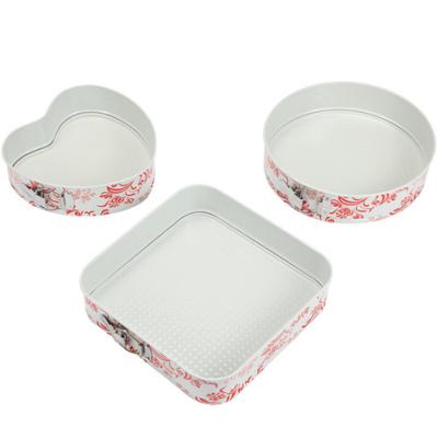 China Factory Sustainable Supply Non Leak Proof Stick Molds Cheesecake 3Pcs Springform Red Printed Deep Cake Mold for sale